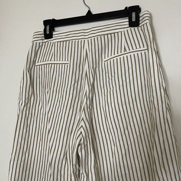 Massimo Dutti brown stripe cropped straight leg trouser pants size US 10 - Picture 5 of 6
